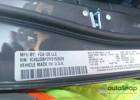 2024 Jeep Wagoneer L Series Ii 4X4 z USA, uszkodzony, nr VIN 1C4SJSBP2RS153539